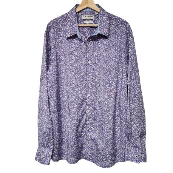 Two Nick Graham Men's 2XL 18-18.5 Shirts Long Sleeve Button Up EUC - Picture 2 of 11